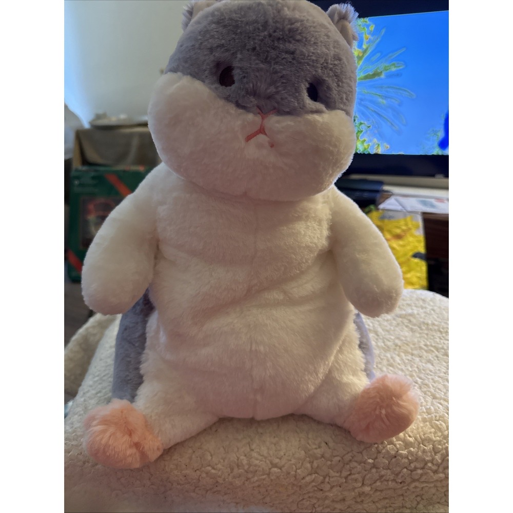 Miniso Grey Gray Hamster Plush 14"Inches Stuffed Animal Soft Pre Owned